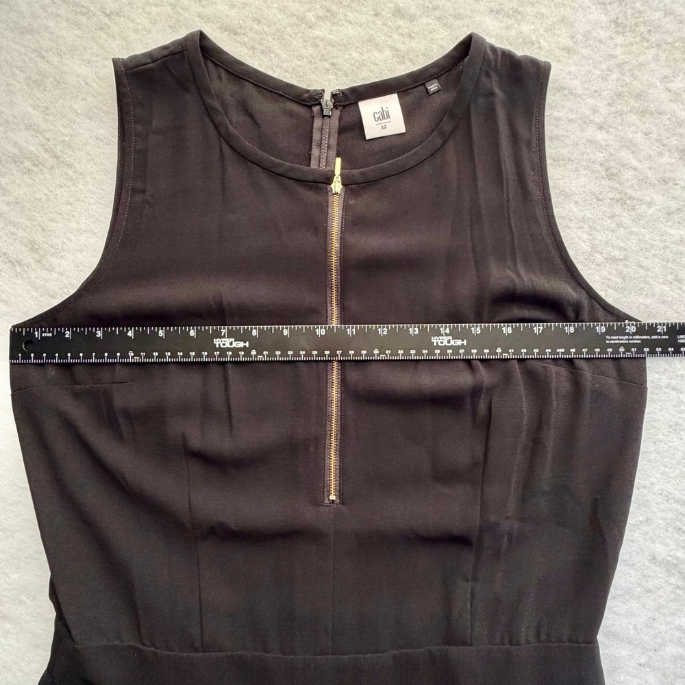 Cabi Grace Jumpsuit Size 12 Black Zip Front Sleeveless Wide Leg Style 3340 - Picture 7 of 10